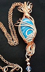 teardrop blue stiated agate pendant 2